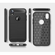 Husa iphone xr, carbon silicone, techsuit - negru