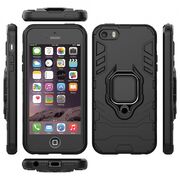 Husa iphone 5 / 5s cu inel, techsuit silicone shield - negru