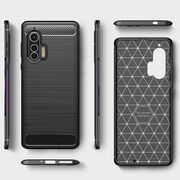 Husa motorola moto edge plus, carbon silicone, techsuit - negru