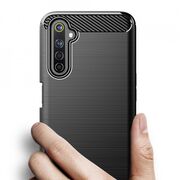 Husa realme 6 / 6s 4g, carbon silicone, techsuit - negru