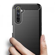 Husa realme 6 pro, carbon silicone, techsuit - negru