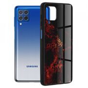 Husa samsung galaxy f62 / m62 cu sticla securizata, techsuit glaze - red nebula