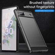 Husa google pixel 6a, carbon silicone, techsuit - negru
