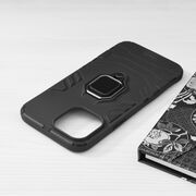 Husa iphone 13 pro max cu inel, techsuit silicone shield - negru