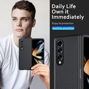 Husa Samsung Galaxy Z Fold 4 Carbon Fiber Slim, Lightweight, negru