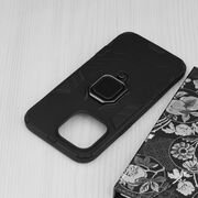 Husa iphone 14 pro max cu inel, techsuit silicone shield - negru