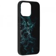 Husa iphone 14 pro max cu sticla securizata, techsuit glaze - blue nebula