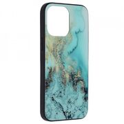 Husa iphone 14 pro max cu sticla securizata, techsuit glaze - blue ocean