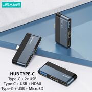 Hub Type-C OTG USAMS la USB, Type-C, MicroSD, 60W, US-SJ491, silver