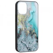 Husa iphone 12 mini cu sticla securizata, techsuit glaze - blue ocean