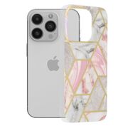 Husa apple iphone 14 pro marble series, techsuit - pink hex