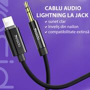 Adaptor audio iPhone Lightning to Jack 3.5mm Yesido YAU-17, negru