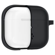 Husa Apple AirPods 3 Spigen Silicone Fit, holder metalic, negru