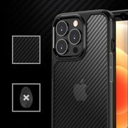 Husa iPhone 13 Pro Techsuit Carbon Fuse transparenta, negru