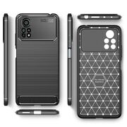 Husa Xiaomi Poco X4 Pro 5G Techsuit Carbon Silicone, negru