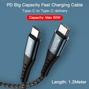 Cablu de date Yesido Type-C to Type-C, 60W, QC & PD, 3A, 1.2m - Black