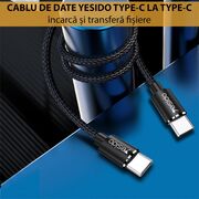 Cablu de date Type-C la Type-C Yesido CA55, 45W, 3A, 1.2m, negru
