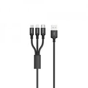Cablu 3 in 1 tip C, Micro-USB, Lightining Hoco X14, 2A, negru