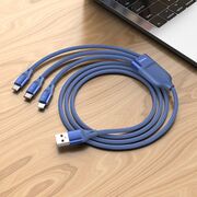 Cablu 3in1 Super Fast Charging 66W Hoco U104, albastru