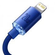 Cablu USB-C Lightning Baseus 20W, 2m, albastru, CAJY000303