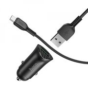 Incarcator auto Hoco Z39, 2x USB QC3.0, 18W + cablu Micro-USB 1m, negru