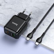 Incarcator priza USB, Type-C 20W + cablu tip C Hoco N5, negru