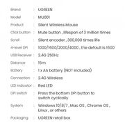 Mouse wireless Bluetooth 1000-4000 DPI Ugreen, gri, 90373