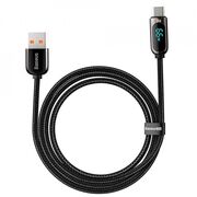 Cablu date USB la tip C LED Baseus, 66W, 2m, negru, CASX020101