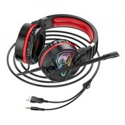 Casti gaming cu microfon on-ear Hoco W104, USB, Jack 3.5mm, rosu