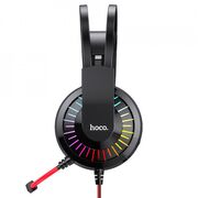 Casti gaming cu LED si microfon Hoco W105, Jack 3.5mm, rosu