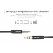 Cablu audio Usams auxiliar Jack la Jack, 1m, YP-01, negru