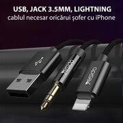 Adaptor audio iPhone, USB + Jack la Lightning Yesido YAU-18, negru