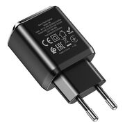 Incarcator Priza 2xUSB-A, Q.C 3.0, 18W, 3.0A + Cablu Micro-USB 1mHoco, N6 Charmer, Negru