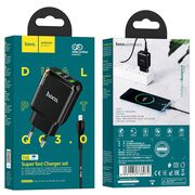 Incarcator Priza 2xUSB-A, Q.C 3.0, 18W, 3.0A + Cablu Micro-USB 1mHoco, N6 Charmer, Negru