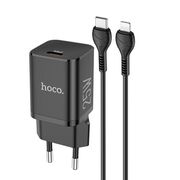 Incarcator tip C Fast Charge Hoco N19, Power-Delivery, 25W + cablu iPhone, negru