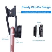 Set 3 Lentile pentru telefon Macro, Wide Angle, Fish Eye HD Glass Lens Cover, negru