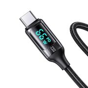 Cablu de date USB la tip C PD66W Usams U78, 6A, Type-C, PD, 66W, Digital Display, Fast Charge, 1.2m, negru