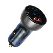 Incarcator auto Baseus, Type-C PD3.0, USB QC4.0, 65W, transparent, CCKX-C0A