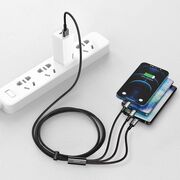 Cablu de date USB la Micro-USB, Lightning, Type-C Baseus, 1.5m, 3.5A, negru, CAMLTWJ-01