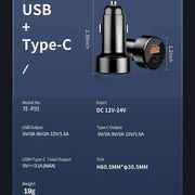 Incarcator masina USB QC3.0 + Type-C PD 38W Techsuit, CAPD028