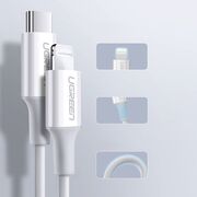 Cablu de Date Type-C la Lightning MFI Ugreen, 2m, 3A, alb