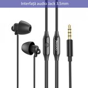 Casti in-ear, stereo (yh-29) cu microfon, jack 3.5mm, 1.2m, yesido - negru