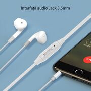 Casti in-ear, stereo (yh-30) cu microfon, jack 3.5mm, 1.2m, yesido - alb