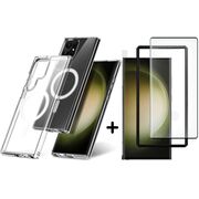 Pachet 360: Folie din sticla + Husa pentru Samsung Galaxy S23 Ultra cu MagSafe anti-shock 1.5 mm, clear