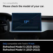 Folie Display auto Tesla Model X 2022 / S 2021 Spigen Glas.tR EZ Fit, negru