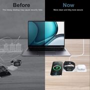 Incarcator wireless 3 in 1 pentru iPhone, Apple Watch, Airpods cu MagSafe 15W, pliabil, alb