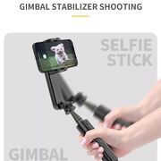 Selfie stick cu stabilizator tip gimbal pentru telefon cu trepied si telecomanda, negru