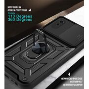 Husa pentru Xiaomi Redmi 9A, 9AT cu inel Ring Armor Kickstand Tough, protectie camera (negru)