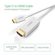 Cablu video Type-C la HDMI 4K@30Hz Ugreen, 1.5m , alb
