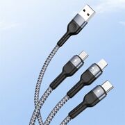 Cablu date 3in1 tip C, iPhone, Micro-USB Duzzona A3, gri